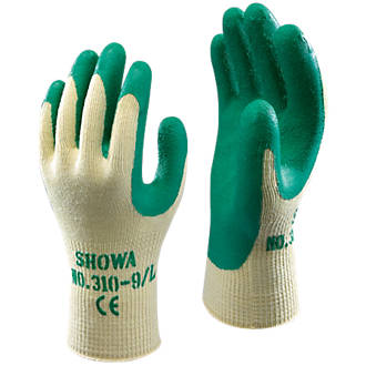 Image of Showa 310G Latex Grip Gloves Green Medium 