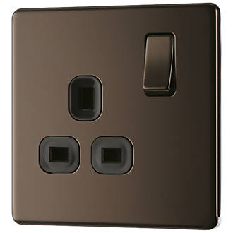Image of LAP 13A 1-Gang DP Switched Socket Black Nickel with Black Inserts 