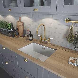 Image of Abode Sandon 1 Bowl Fireclay Ceramic Kitchen Sink 595mm x 194mm 