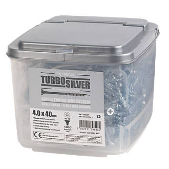 Image of Turbo Silver PZ Double-Countersunk Multipurpose Screws 4mm x 40mm 1000 Pack 