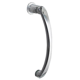 Image of Aqualux Shine Curved Shower Door Bar Chrome 130mm Single 
