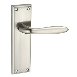 Image of Smith & Locke Blyth Fire Rated Latch Lever Door Handles Pair Brushed Nickel 