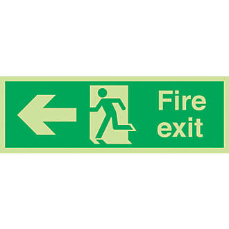 Image of Nite-Glo "Fire Exit" Left Arrow Sign 150 x 450mm 