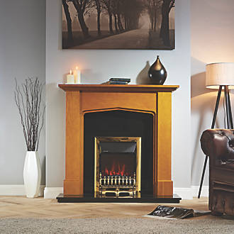 Image of Focal Point Blenheim Brass Remote Control Freestanding, Semi-Recessed or Fully Inset Electric Fire 480mm x 114mm x 595mm 