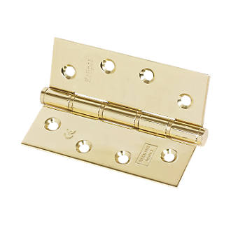 Image of Eclipse Electro Brass Grade 7 Fire Rated Washered Hinges 102mm x 76mm 2 Pack 