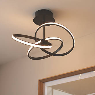 Image of Quay Design Remi LED Semi-Flush Light Matt Black 28W 1555lm 