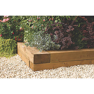Image of Rowlinson Timber Blocks Natural 900 x 200 x 100mm 2 Pack 