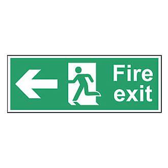 Image of Non Photoluminescent "Fire Exit Man Left Arrow" Sign 150mm x 400mm 