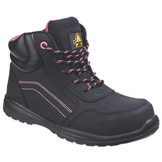 Image of Amblers Lydia Metal Free Womens Safety Boots Black / Pink Size 5 
