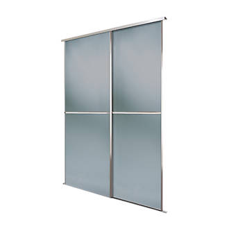 Image of Spacepro Minimalist 2-Door Sliding Wardrobe Door Kit Silver Frame Grey Tinted Mirror Panel 1208mm x 2260mm 