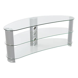 Image of AVF Jelly Bean FS1200CURCS TV Stand Silver Body / Clear Glass 