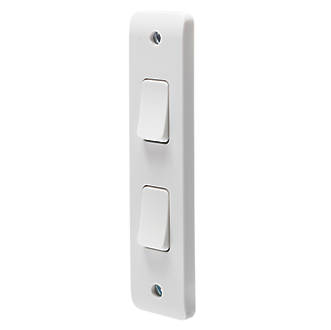 Image of Crabtree Instinct 10AX 2-Gang 2-Way Architrave Switch White 