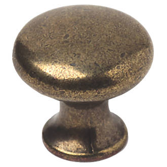 Image of Decorative Round Cabinet Knobs Antique Brass 20mm 2 Pack 
