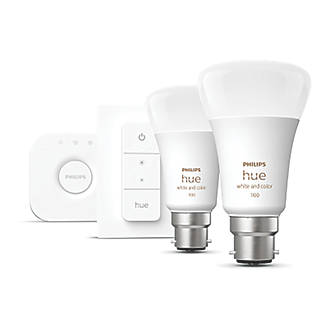 Image of Philips Hue Ambience BC A19 RGB & White LED Smart Lighting Starter Kit 9W 806lm 3 Piece Set 