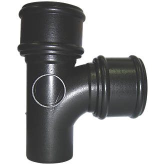 Image of FloPlast Push-Fit 92.5Â° Double Socket Branch with Side Bosses Black 110mm 