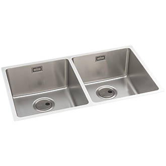 Image of Abode Matrix 2 Bowl Stainless Steel Undermount & Inset Kitchen Sink 740mm x 440mm 