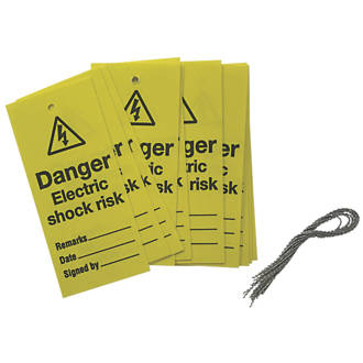Image of 'Danger Electric Shock Risk' Safety Maintenance Tags 10 Pack 