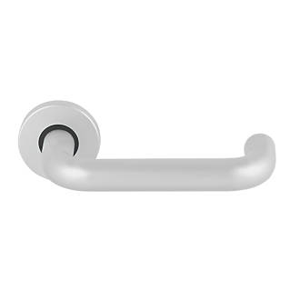 Image of Smith & Locke Excell Fire Rated Lever on Rose Door Handle Pair Satin Aluminium 