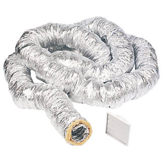 Image of Manrose Aluminium Insulated Flexible Ducting Hose Silver 10m x 127mm 