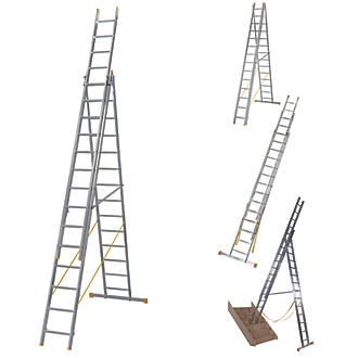 Image of Werner 3-Section 4-Way Aluminium Combination Ladder with Stair Function 9.61m 