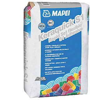 Image of Mapei Keraquick Wall & Floor Rapid-Set Flexible Tile Adhesive Grey 10kg 