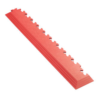 Image of Garage Floor Tile Company X Joint Interlocking Corner Edge Ramp Red 587mm x 90mm 2 Pack 