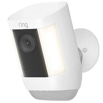 Image of Ring Battery-Powered White Wireless 1080p Outdoor Smart Camera with Spotlight with PIR Sensor 