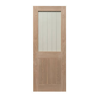 Image of 1-Clear Light Unfinished Oak Wooden 1-Panel Cottage Internal Door 1981mm x 686mm 