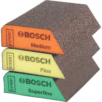 Image of Bosch Sanding Sponges 97mm x 69mm Assorted Grit 3 Piece Set 