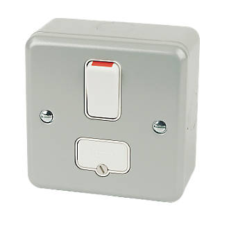 Image of MK Metalclad Plus 13A Switched Metal Clad Fused Spur with White Inserts 