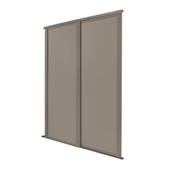 Image of Spacepro Shaker 2-Door Sliding Wardrobe Door Kit Stone Grey Frame Stone Grey Panel 1753mm x 2260mm 