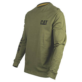 Image of CAT Trademark Banner Long Sleeve T-Shirt Chive Large 42-44" Chest 