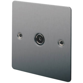 Image of LAP 1-Gang Female Coaxial TV Socket Brushed Stainless Steel 