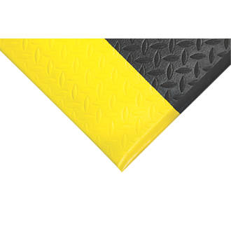 Image of COBA Europe Orthomat Diamond Anti-Fatigue Floor Mat Black / Yellow 18.3m x 0.9m x 9mm 