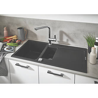 Image of Grohe K500 1.5 Bowl Granite Composite Sink Black Reversible 1000mm x 500mm 