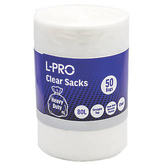 Image of L-PRO Clear Bin Liners 80Ltr 50 Pack 