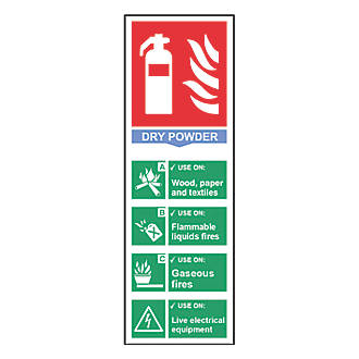 Image of Non Photoluminescent "Fire Extinguisher Dry Powder" Sign 100mm x 300mm 