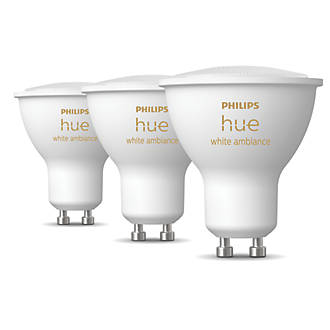 Image of Philips Hue GU10 LED Smart Light Bulb 5W 350lm 3 Pack 