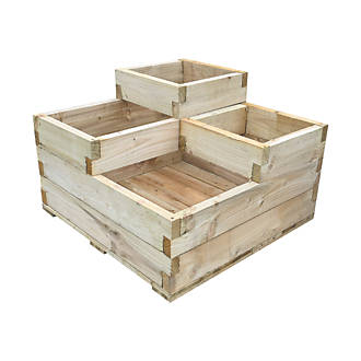 Image of Forest Caledonian Tiered Garden Planter Natural Timber 900mm x 900mm x 588mm 