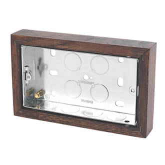 Image of Varilight 2-Gang Surface Pattress Dark Oak Double Wall Box 25mm 
