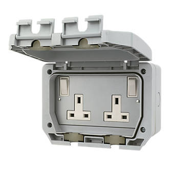 Image of LAP IP66 13A 2-Gang DP Weatherproof Outdoor Switched Socket 