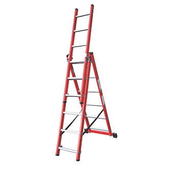 Image of Lyte 3-Section 3-Way Fibreglass Combination Ladder 3.28m 