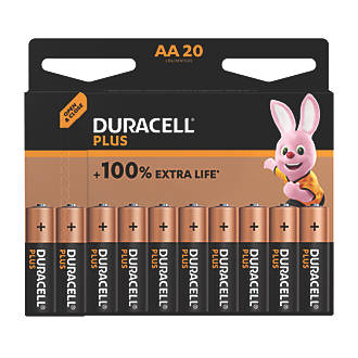 Image of Duracell Plus AA Alkaline Batteries 20 Pack 