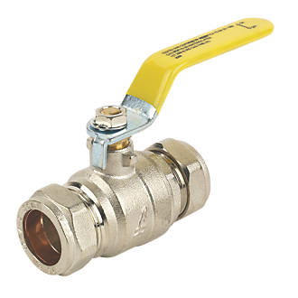 Image of Full Bore Lever Ball Valve Yellow 22mm 