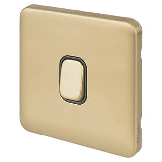 Image of Schneider Electric Lisse Deco 10A 1-Gang 2-Way Retractive Switch Satin Brass with Black Inserts 