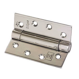 Image of Eclipse Polished Stainless Steel Ungraded Fire Rated Adjustable Self-Closing Hinges 102mm x 76mm 2 Pack 