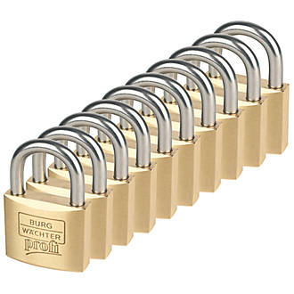 Image of Burg-Wachter Brass Keyed Alike Water-Resistant Padlocks 50mm 10 Pack 