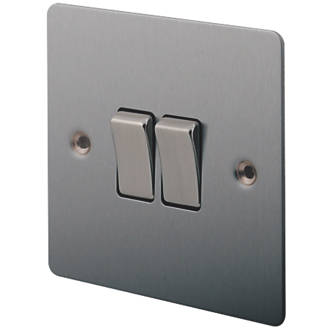 Image of LAP 10AX 2-Gang 2-Way Light Switch Brushed Stainless Steel 