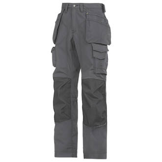 Image of Snickers Rip Stop Floorlayer Trousers Grey / Black 33" W 32" L 