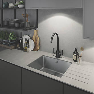 Image of Abode Matrix 1 Bowl Stainless Steel Undermount & Inset Kitchen Sink 540mm x 440mm 